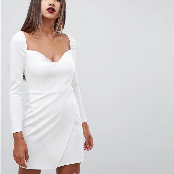 ASOS long sleeve sweetheart wrap mini dress - NWT - Picture 2 of 7